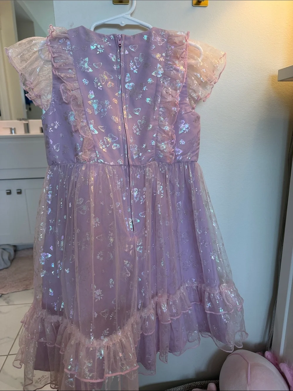 Rare Editions Lilac Iridescent Tulle Dress